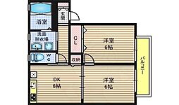 グランメールパート1 2階2DKの間取り