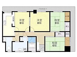 河本マンション 5階4Kの間取り