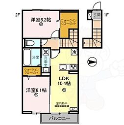 ピュアフィールド 2階2LDKの間取り