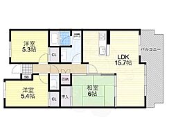 CERES学園前 5階3LDKの間取り