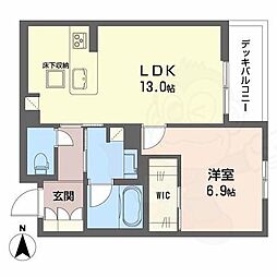 グラン　フェリシア 1階1LDKの間取り