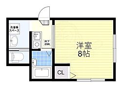 ナラパーク吉村 2階1Kの間取り