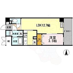 アンジュ高天 5階1LDKの間取り