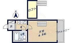 パレス大安寺 1階1Kの間取り