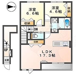 ドマーニ2 2階2LDKの間取り