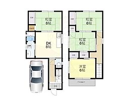 JR桜井線 京終駅 徒歩10分の賃貸一戸建て 1階4DKの間取り
