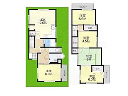 富雄泉ヶ丘戸建て 1階5LDKの間取り