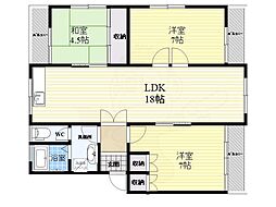近鉄東生駒ガーデンハイツL 3LDKの間取図画像