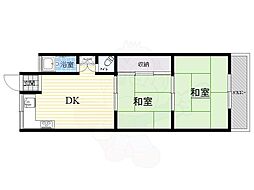 木本ハイツ 2DKの間取図画像