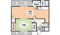 近鉄生駒線 菜畑駅 徒歩3分の賃貸マンション 3階1LDKの間取り