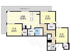 近鉄奈良線 生駒駅 徒歩2分の賃貸マンション 2階3LDKの間取り