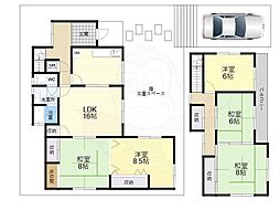 近鉄生駒線 一分駅 徒歩10分の賃貸一戸建て 1階5LDKの間取り