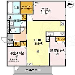 VILLA CALMA 3LDKの間取図画像