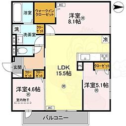 VILLA CALMA 3LDKの間取図画像