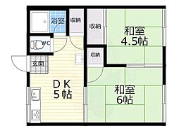 明田荘 2DKの間取図画像