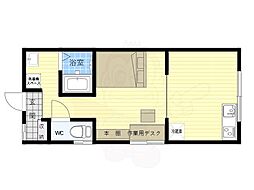 駒三ハウス ワンルームの間取図画像