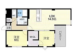 サンローゼ竜田川 2LDKの間取図画像