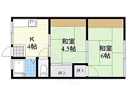 シティハイム藤本 2Kの間取図画像