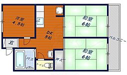ヒルズ幸和 3DKの間取図画像