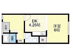さつき荘南棟 1DKの間取図画像