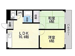 中村ハイツ 2LDKの間取図画像