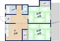 野島マンション 2Kの間取図画像