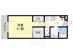 ジーメゾン法蓮町 1Kの間取図画像