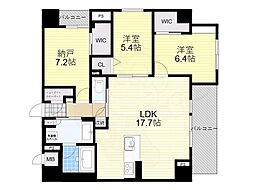 ラヴィーナ大和西大寺 2SLDKの間取図画像