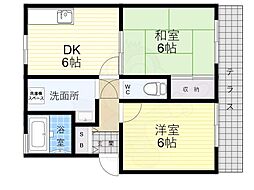 グリーンハイツ東松ケ丘 2DKの間取図画像