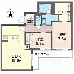 ジェイエイチエスプレミア西大寺 2LDKの間取図画像