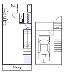 レグラス武蔵新城モーターガラージュ 2階1Kの間取り