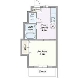 ベルグリーンハイツ 1階1Kの間取り
