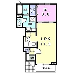 ミルト 1階1LDKの間取り