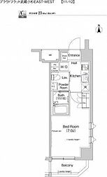 プラウドフラット武蔵小杉イースト 8階1Kの間取り