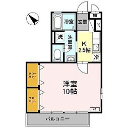 カーサ・デラ・フェリシタ 1階1Kの間取り