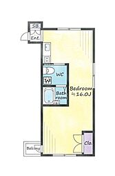 フォーシーズン新丸子 3階ワンルームの間取り