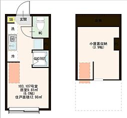 仮称）ハーモニーテラス東六郷三丁目 1階ワンルームの間取り