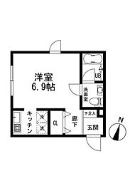 リムズコート梶ヶ谷 2階ワンルームの間取り