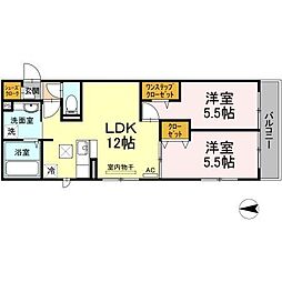 センチュリーハイムあかね台 1階2LDKの間取り