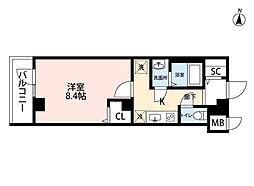 クレール　エラブル 4階1Kの間取り