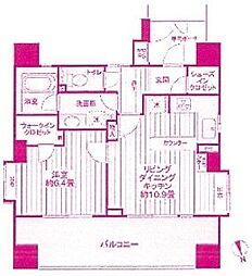 ライオンズステーションプラザ溝の口セントラルアベニュー 8階1LDKの間取り