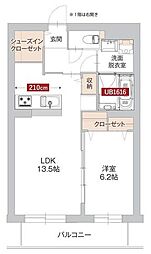 サン・ユイット 1LDKの間取図画像