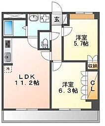 ブエナスエルテ 2LDKの間取図画像