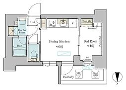 Brillia ist 武蔵小杉 1DKの間取図画像