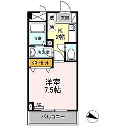 リブイル 1Kの間取図画像