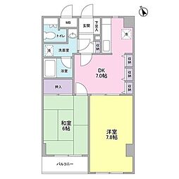 メゾーネ・ジュンビッグ 2DKの間取図画像