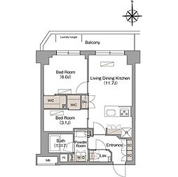 ヴェール・クレール武蔵小杉 2LDKの間取図画像
