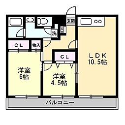 明日香2テラス 2LDKの間取図画像