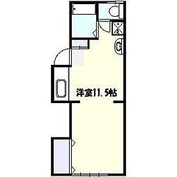 ブラウンハウス ワンルームの間取図画像