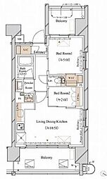 ブランシエスタ新丸子リバーフロント 2LDKの間取図画像
